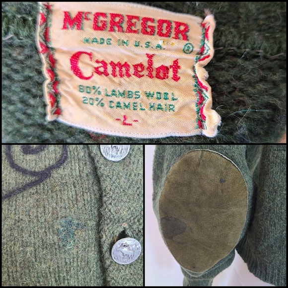 Vintage McGregor 60's heart and vine cardigan sweater - Picture 11 of 12